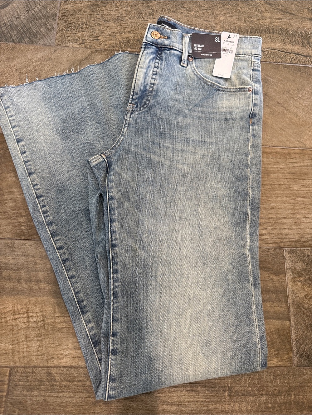 NWT - Express Women's Light Blue 70’s Flare Jeans 8 Long